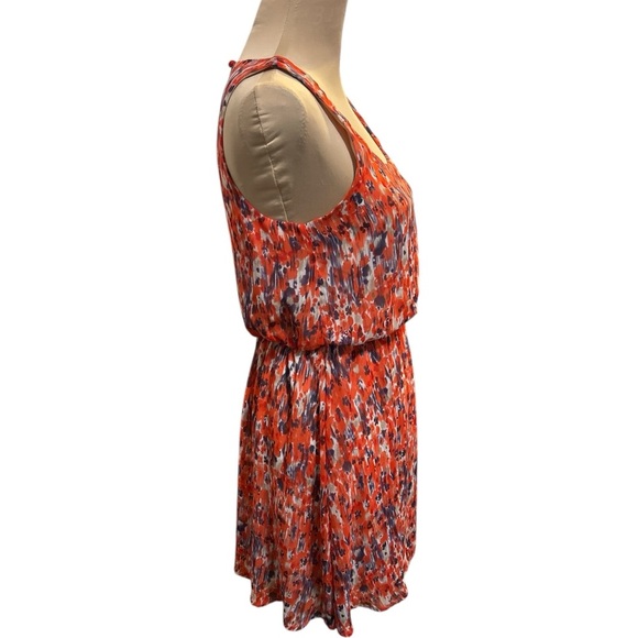 Lush Tank Dress Orange, Red, Purple White Abstract Pattern Fully Lined Sz Small. - Picture 3 of 11